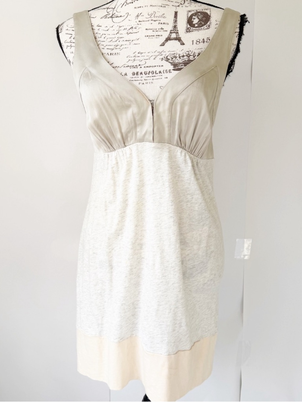 Chic sexy Vintage Nanette Lepore v neck beige cream tank dress S